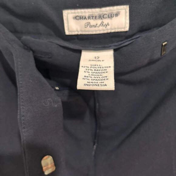 Charter Club Women Trouser Dress Pant Size 12 Navy Straight Leg Office Career - Picture 3 of 4